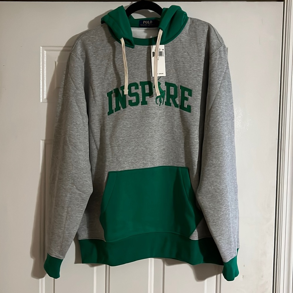 Brand NEW !!Size large Ralph. Laurenn polo hoodie. Gray with green